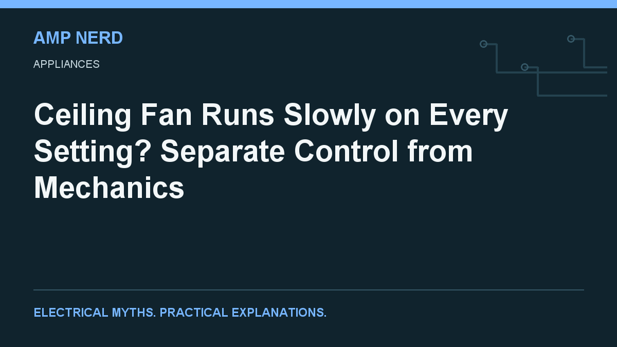 Amp Nerd article cover: ceiling fan speed troubleshooting