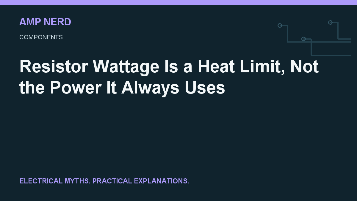 Amp Nerd article cover: Resistor Wattage Is a Heat Limit, Not the Power It Always Uses