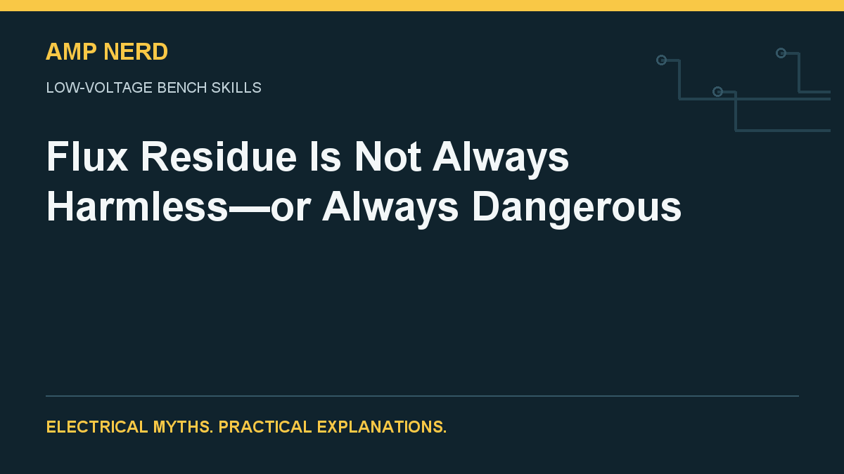 Amp Nerd article cover: Flux Residue Is Not Always Harmless—or Always Dangerous