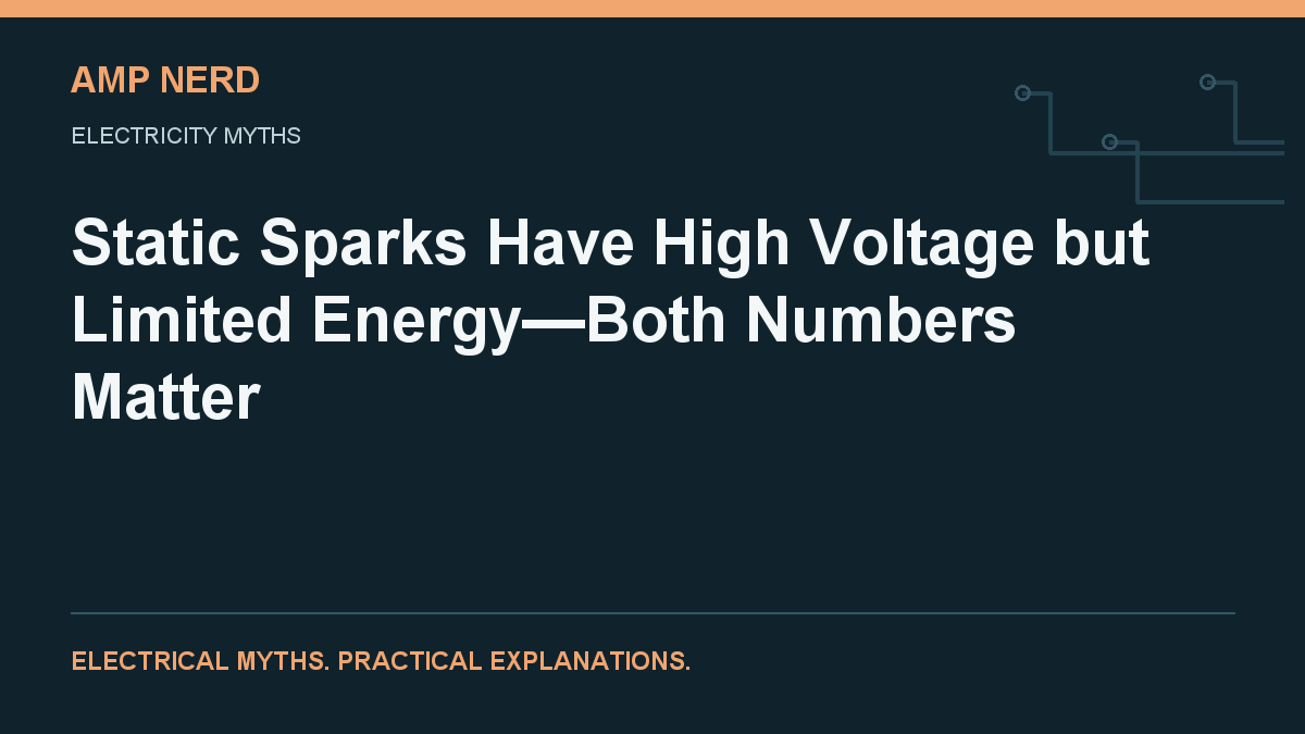 Amp Nerd article cover: Static Sparks Have High Voltage but Limited Energy—Both Numbers Matter