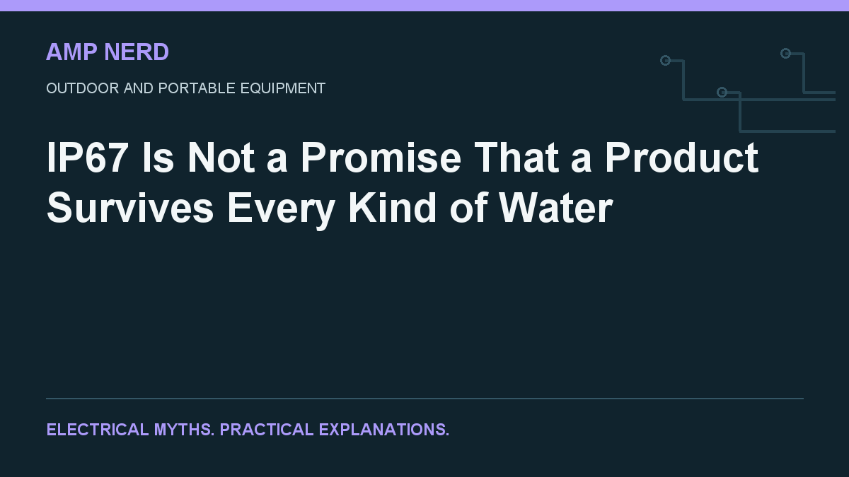 Amp Nerd article cover: IP67 Is Not a Promise That a Product Survives Every Kind of Water