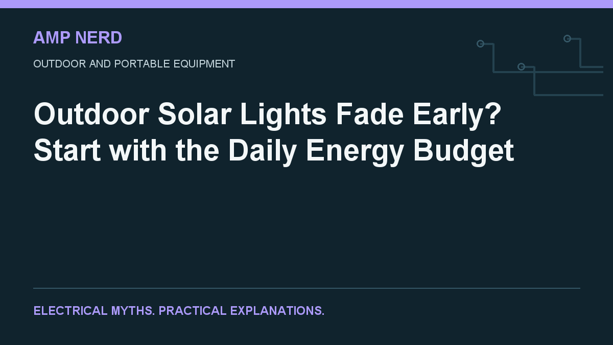 Amp Nerd article cover: Outdoor Solar Lights Fade Early? Start with the Daily Energy Budget