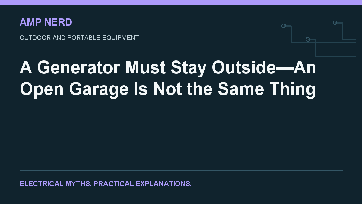 Amp Nerd article cover: A Generator Must Stay Outside—An Open Garage Is Not the Same Thing