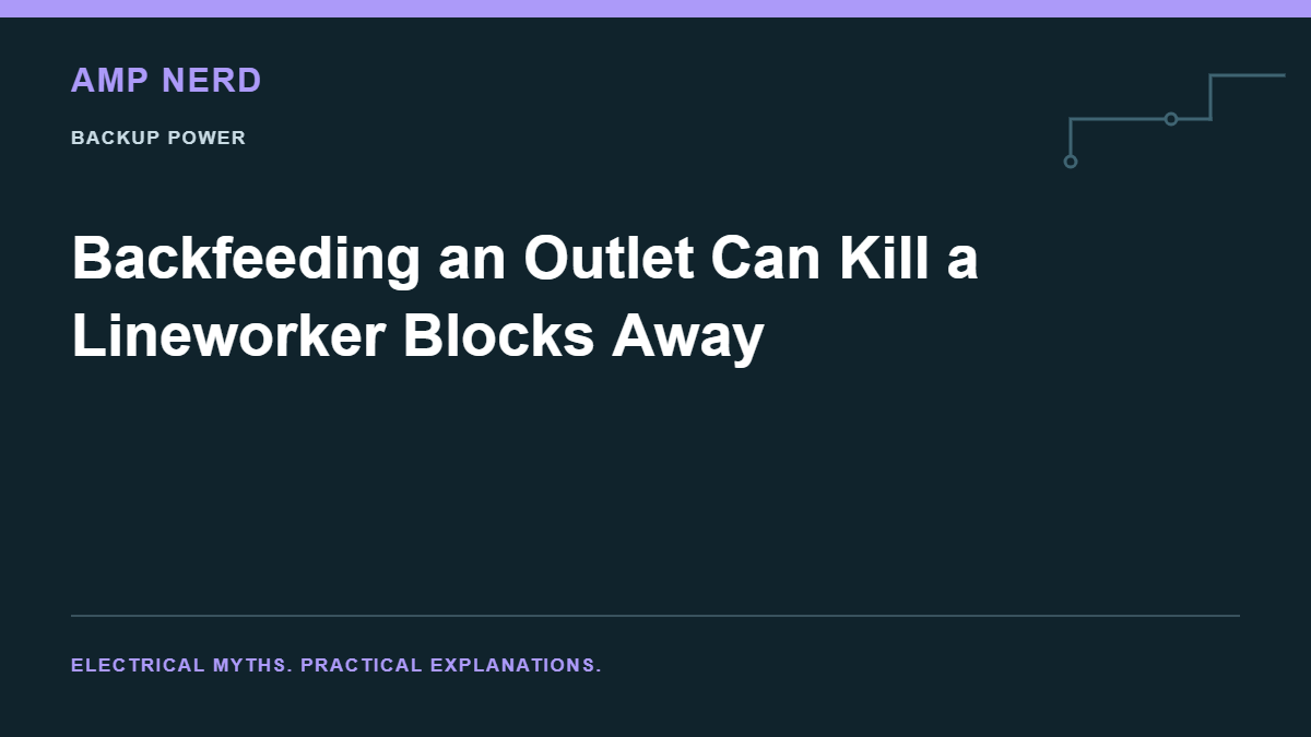 Amp Nerd article cover: Backfeeding an Outlet Can Kill a Lineworker Blocks Away