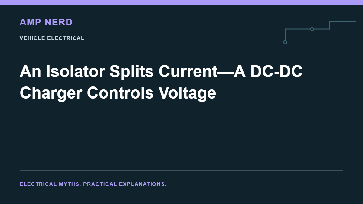 Amp Nerd article cover: An Isolator Splits Current—A DC-DC Charger Controls Voltage