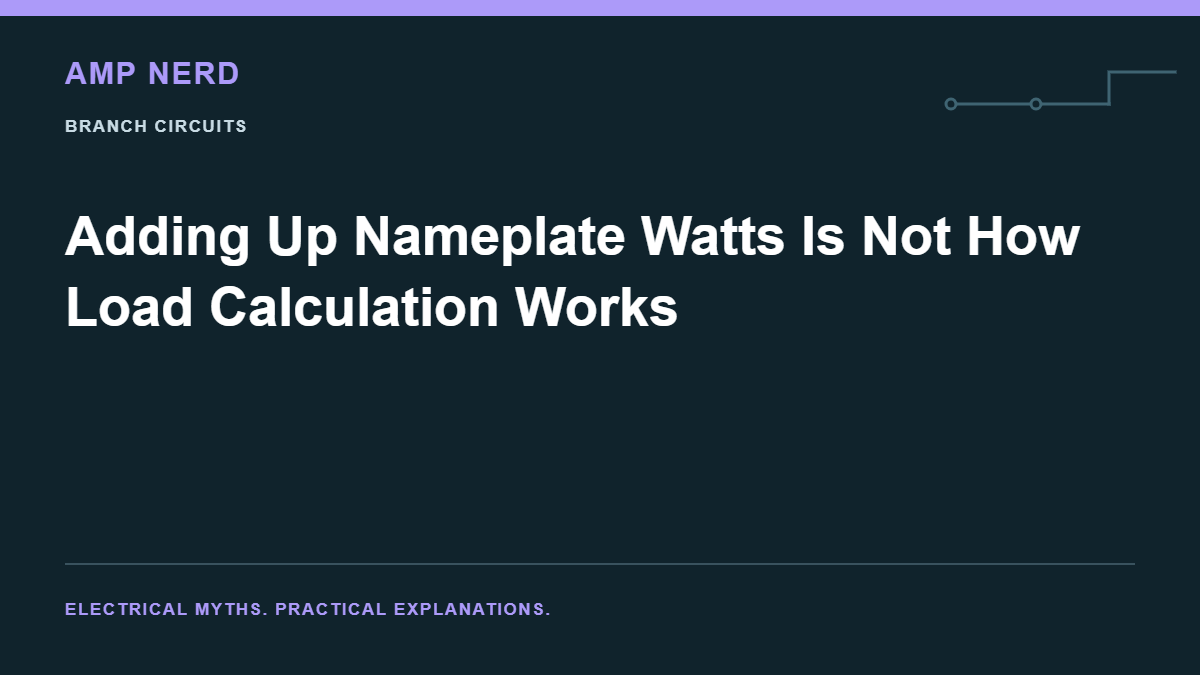 Amp Nerd article cover: Adding Up Nameplate Watts Is Not How Load Calculation Works