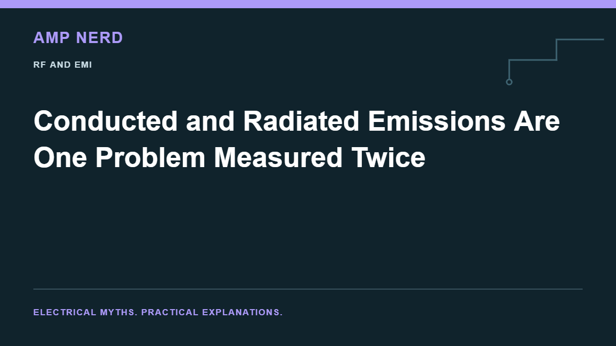 Amp Nerd article cover: Conducted and Radiated Emissions Are One Problem Measured Twice