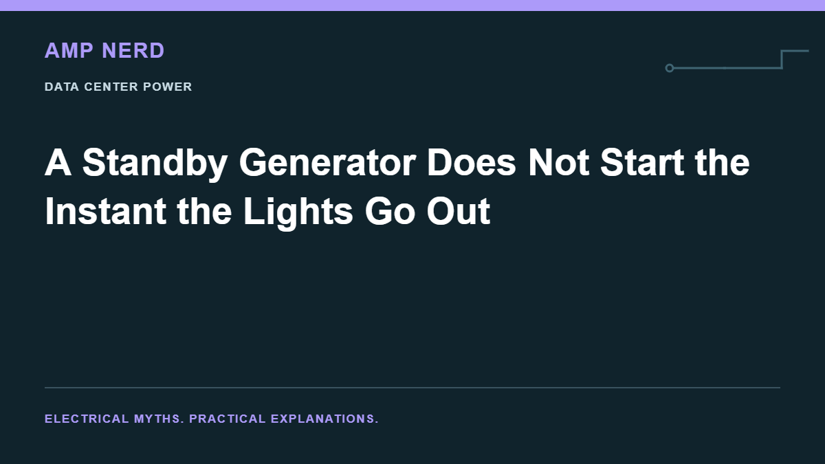 Amp Nerd article cover: A Standby Generator Does Not Start the Instant the Lights Go Out