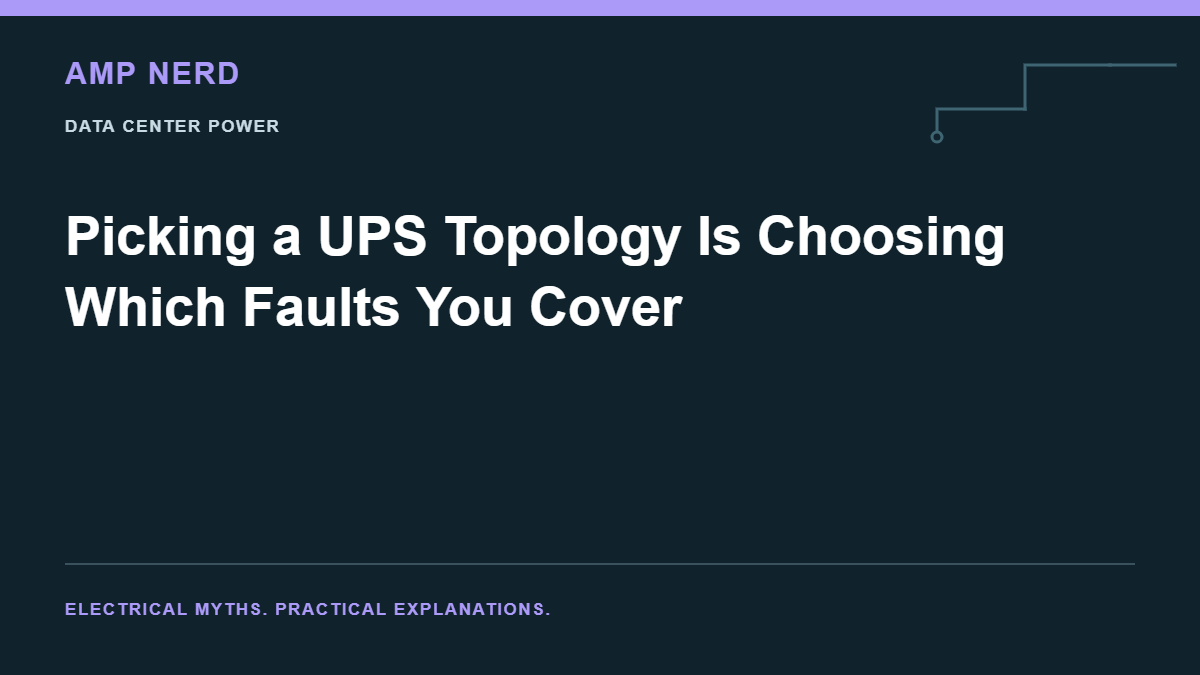 Amp Nerd article cover: Picking a UPS Topology Is Choosing Which Faults You Cover