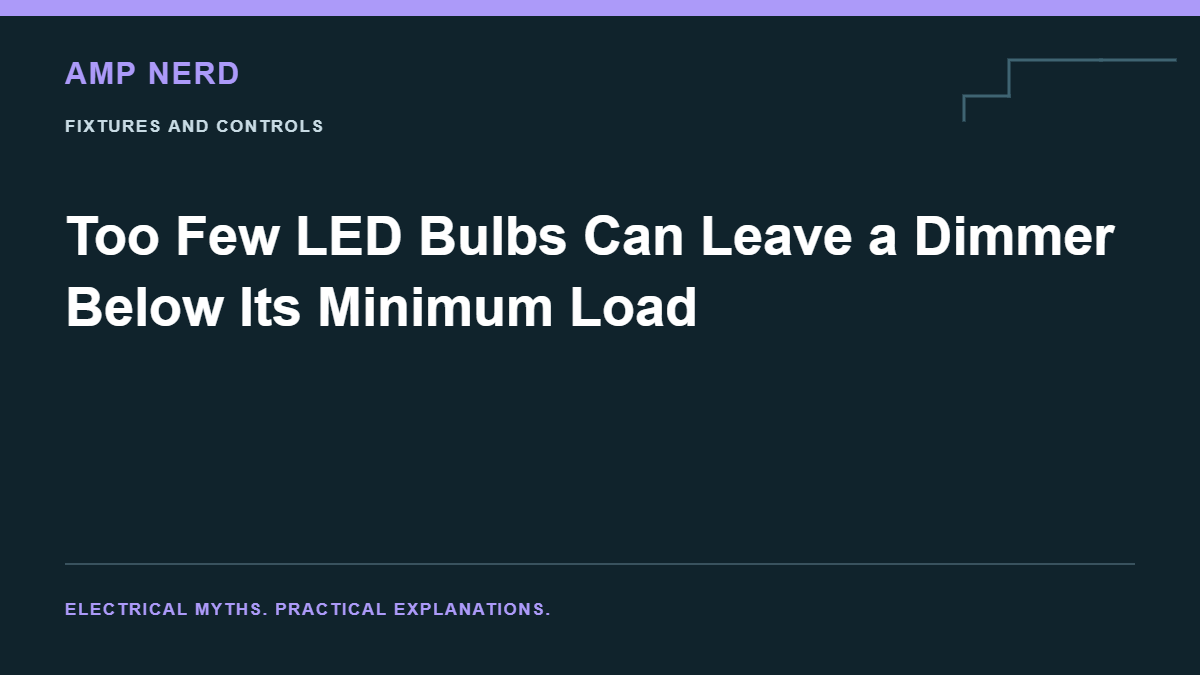 Amp Nerd article cover: Too Few LED Bulbs Can Leave a Dimmer Below Its Minimum Load