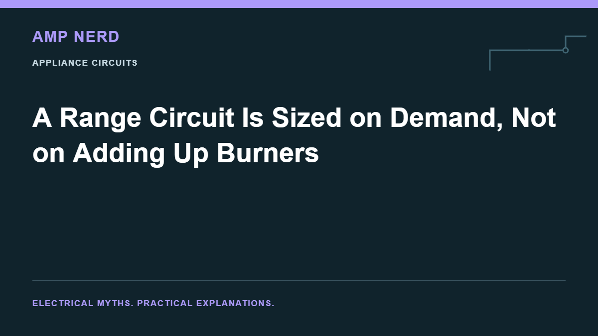 Amp Nerd article cover: A Range Circuit Is Sized on Demand, Not on Adding Up Burners