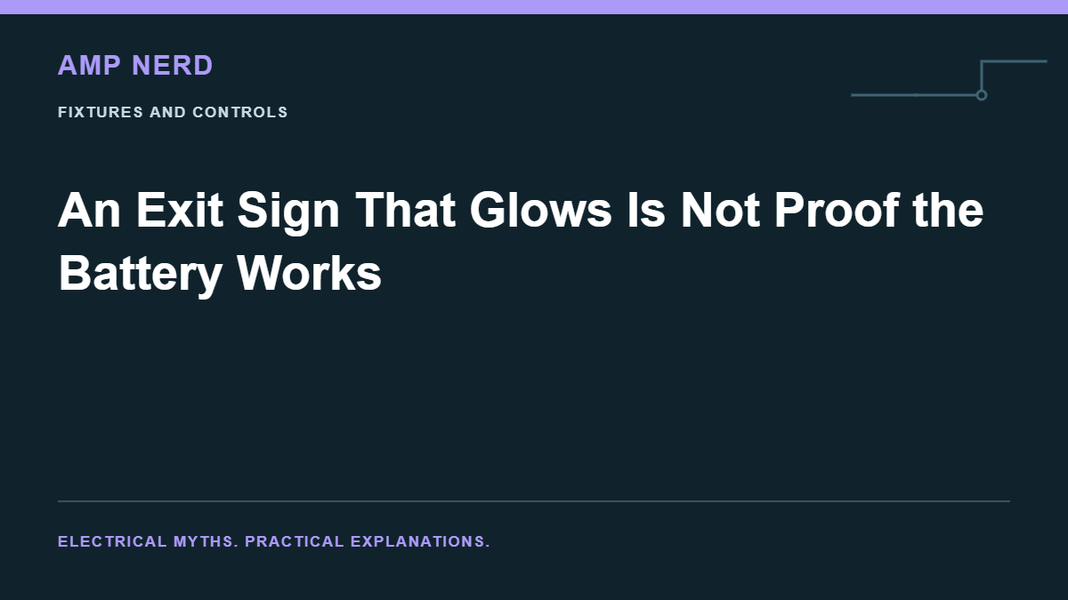 Amp Nerd article cover: An Exit Sign That Glows Is Not Proof the Battery Works