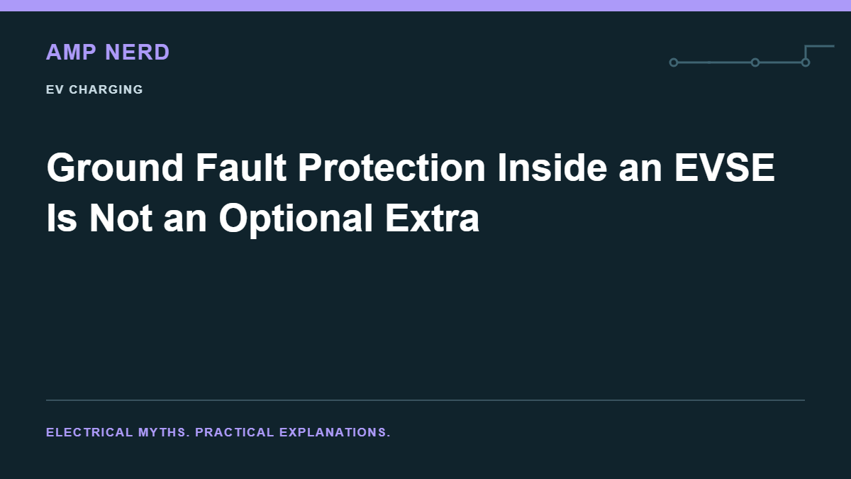 Amp Nerd article cover: Ground Fault Protection Inside an EVSE Is Not an Optional Extra