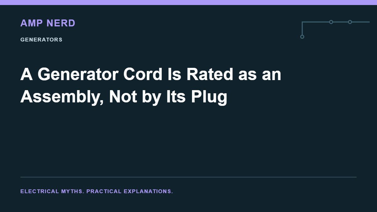 Amp Nerd article cover: A Generator Cord Is Rated as an Assembly, Not by Its Plug