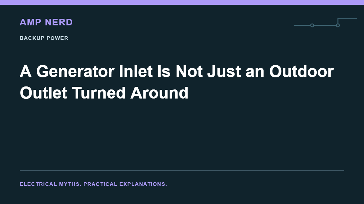 Amp Nerd article cover: A Generator Inlet Is Not Just an Outdoor Outlet Turned Around