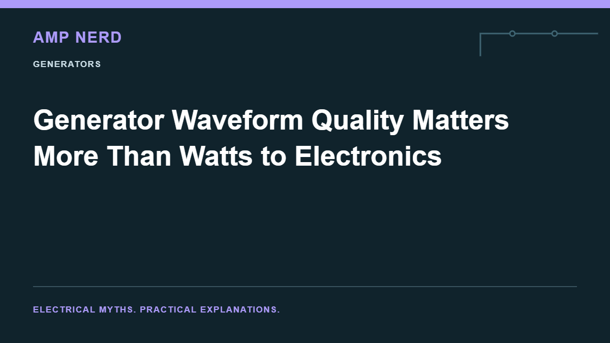 Amp Nerd article cover: Generator Waveform Quality Matters More Than Watts to Electronics