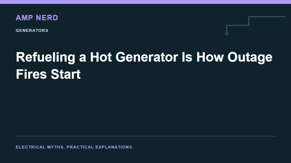 Amp Nerd article cover: Refueling a Hot Generator Is How Outage Fires Start