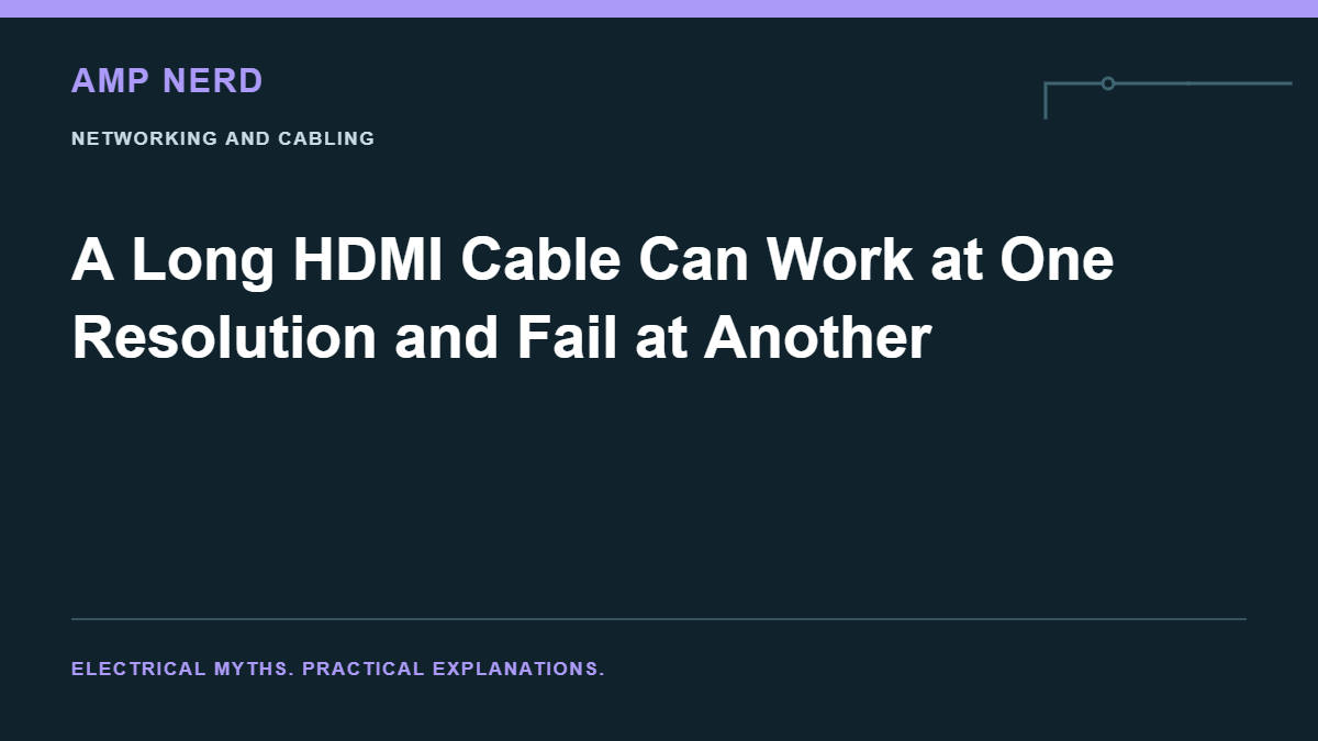 Amp Nerd article cover: A Long HDMI Cable Can Work at One Resolution and Fail at Another