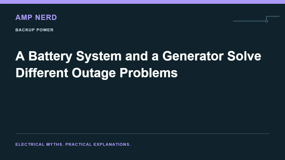 Amp Nerd article cover: A Battery System and a Generator Solve Different Outage Problems