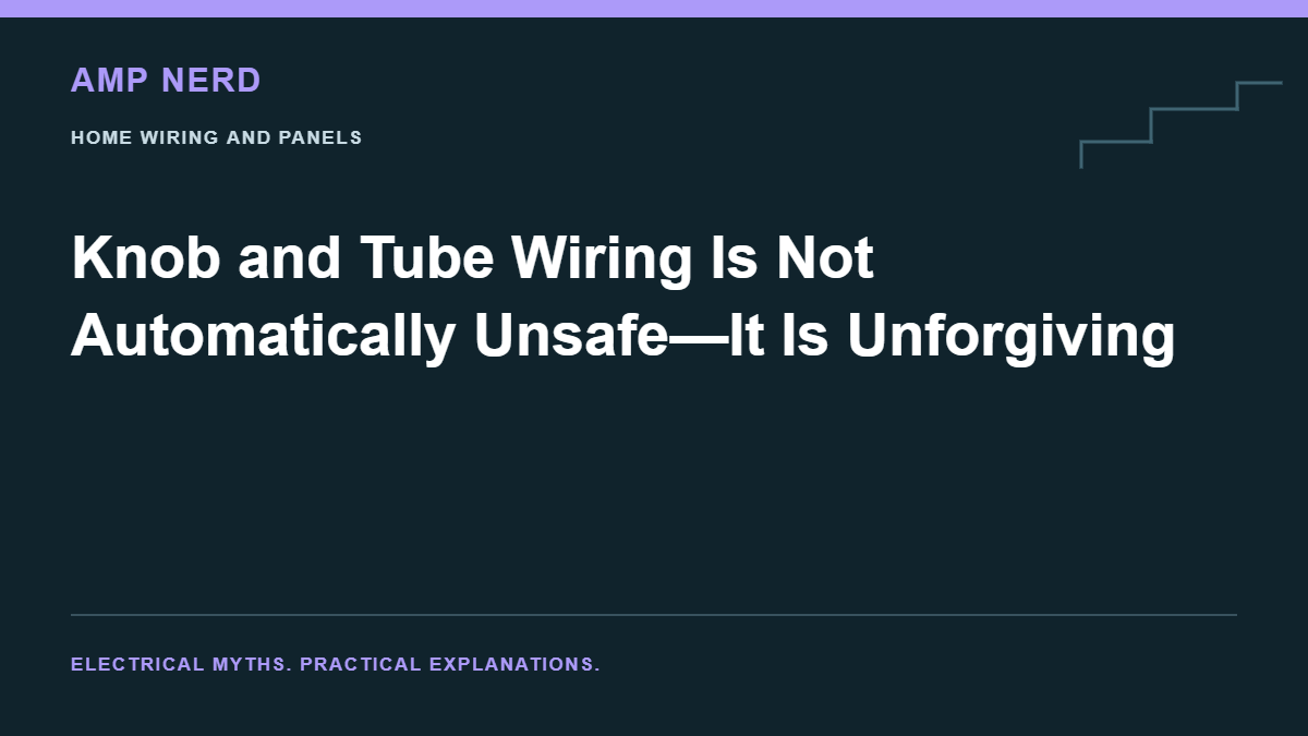 Amp Nerd article cover: Knob and Tube Wiring Is Not Automatically Unsafe—It Is Unforgiving