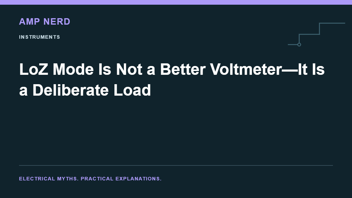 Amp Nerd article cover: LoZ Mode Is Not a Better Voltmeter—It Is a Deliberate Load