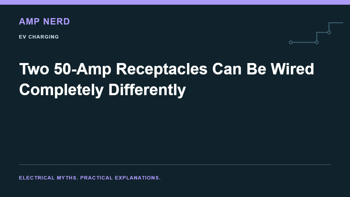 Amp Nerd article cover: Two 50-Amp Receptacles Can Be Wired Completely Differently