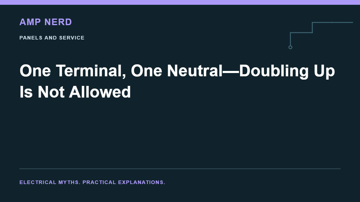 Amp Nerd article cover: One Terminal, One Neutral—Doubling Up Is Not Allowed