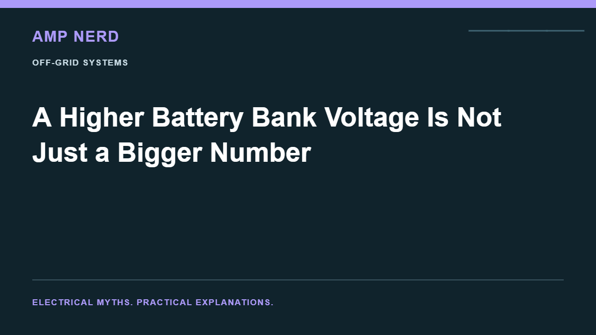 Amp Nerd article cover: A Higher Battery Bank Voltage Is Not Just a Bigger Number