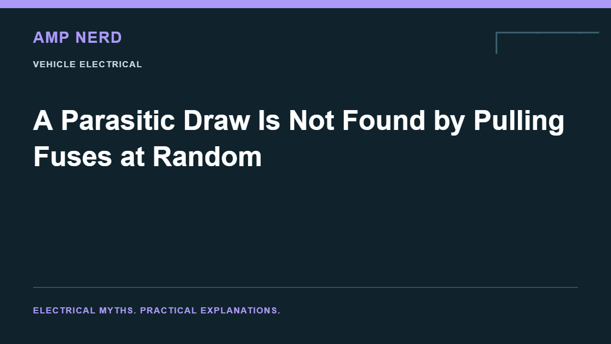 Amp Nerd article cover: A Parasitic Draw Is Not Found by Pulling Fuses at Random