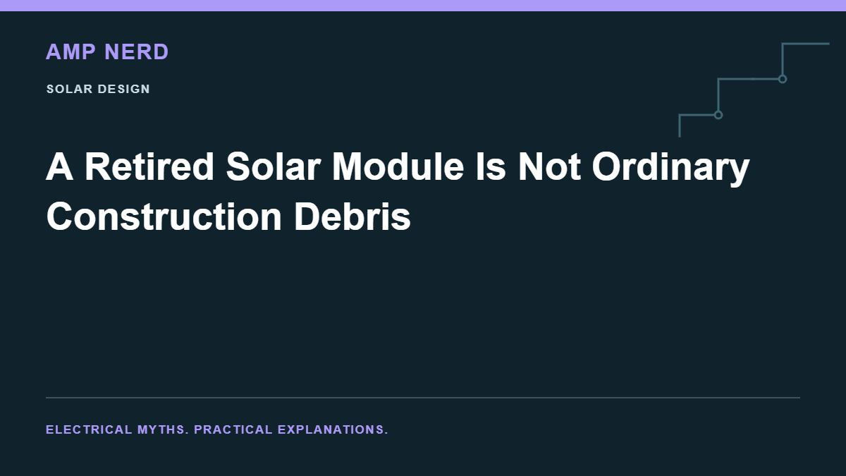 Amp Nerd article cover: A Retired Solar Module Is Not Ordinary Construction Debris