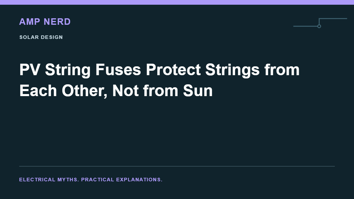 Amp Nerd article cover: PV String Fuses Protect Strings from Each Other, Not from Sun