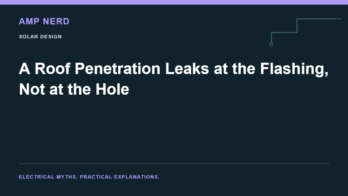 Amp Nerd article cover: A Roof Penetration Leaks at the Flashing, Not at the Hole