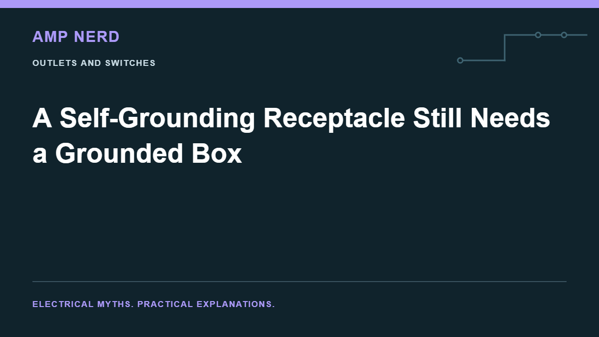 Amp Nerd article cover: A Self-Grounding Receptacle Still Needs a Grounded Box