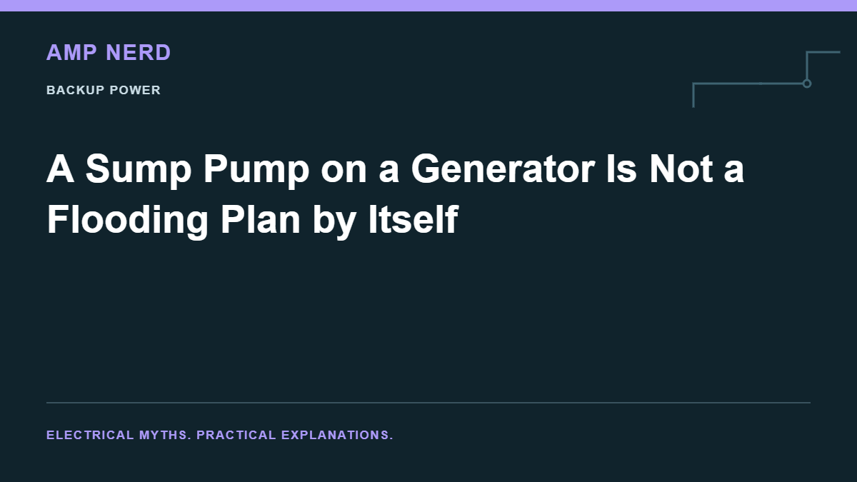 Amp Nerd article cover: A Sump Pump on a Generator Is Not a Flooding Plan by Itself