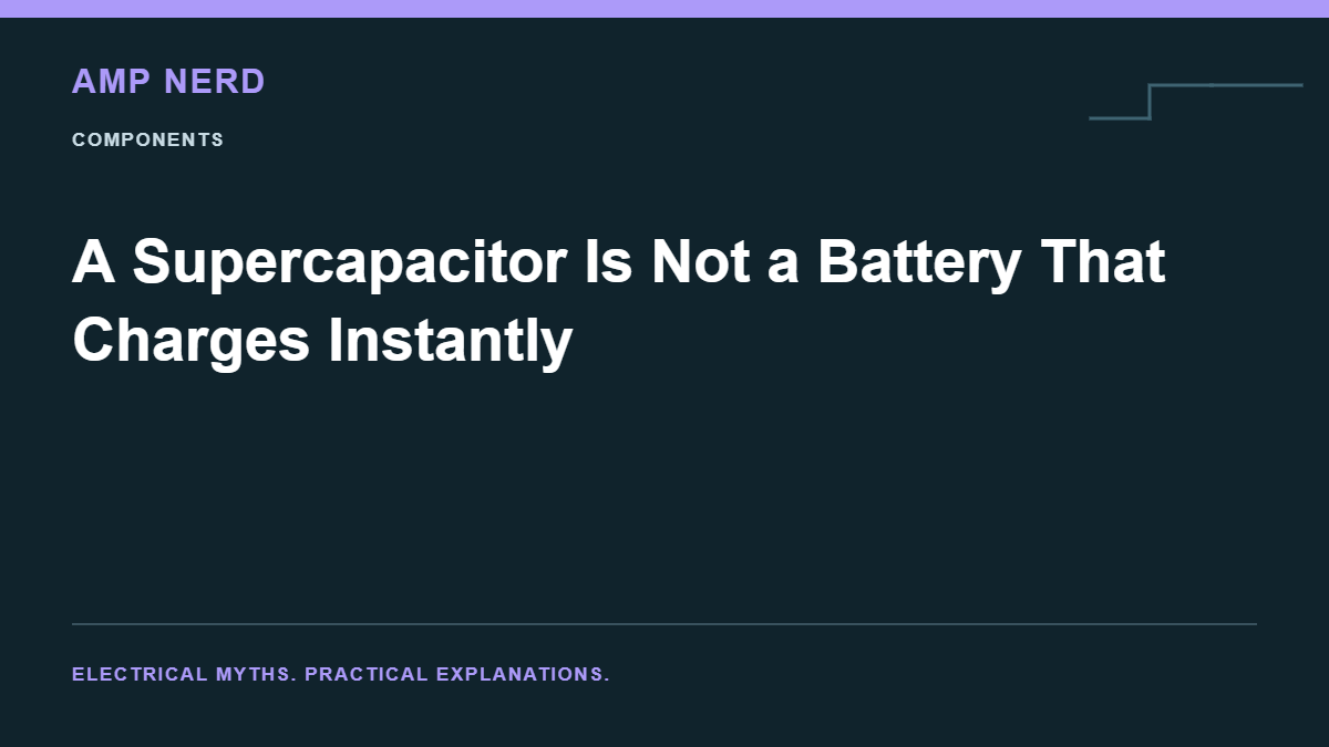 Amp Nerd article cover: A Supercapacitor Is Not a Battery That Charges Instantly