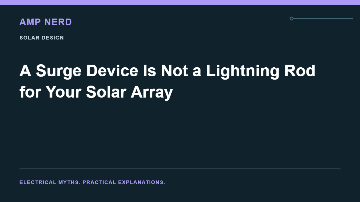 Amp Nerd article cover: A Surge Device Is Not a Lightning Rod for Your Solar Array