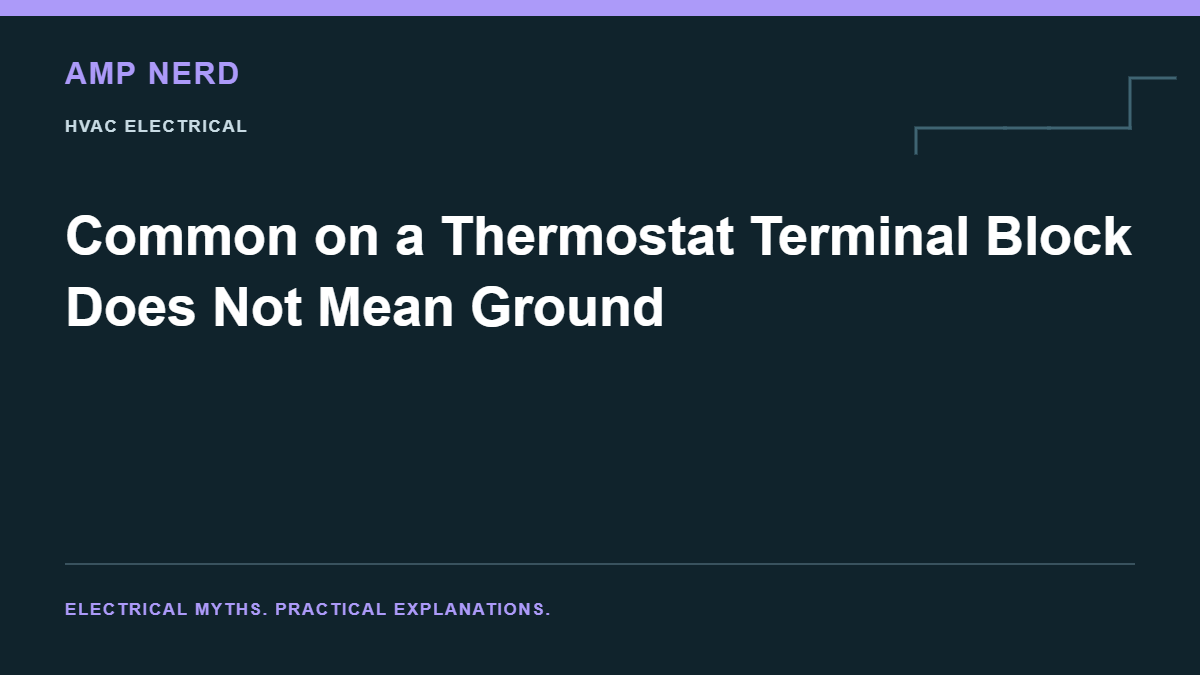 Amp Nerd article cover: Common on a Thermostat Terminal Block Does Not Mean Ground