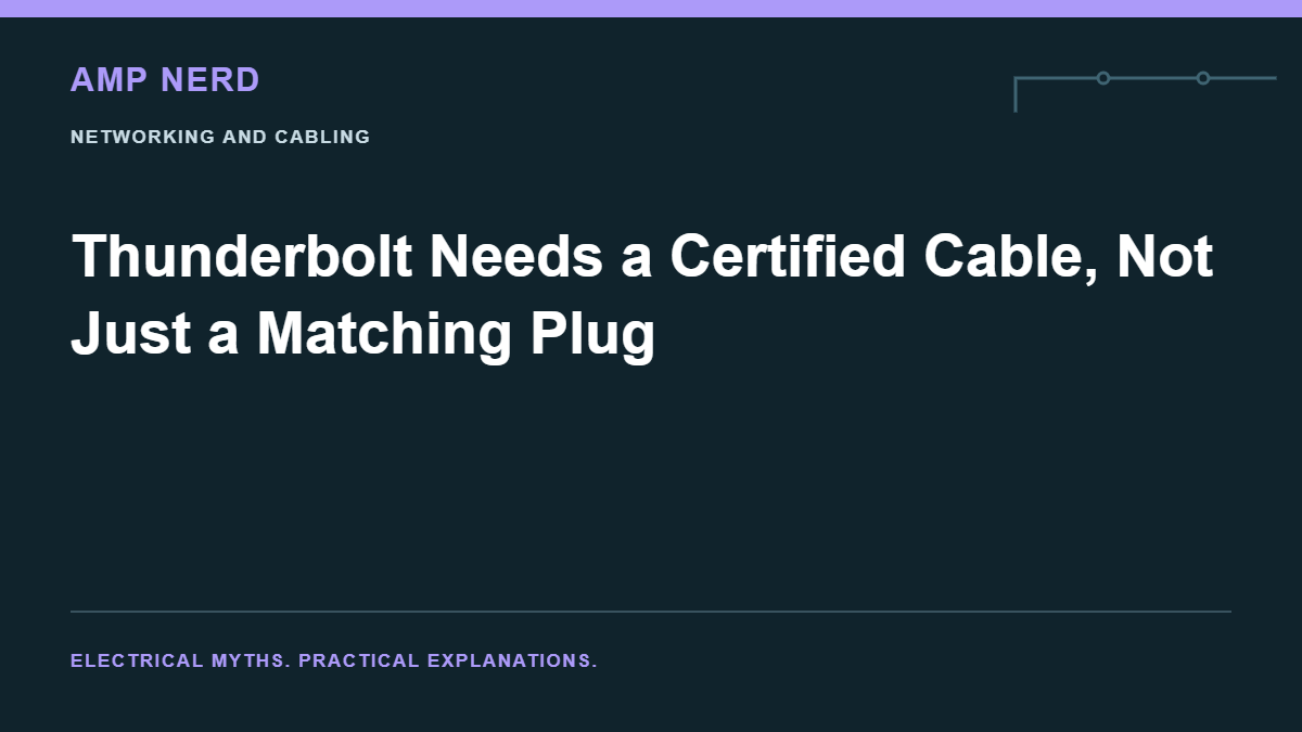 Amp Nerd article cover: Thunderbolt Needs a Certified Cable, Not Just a Matching Plug