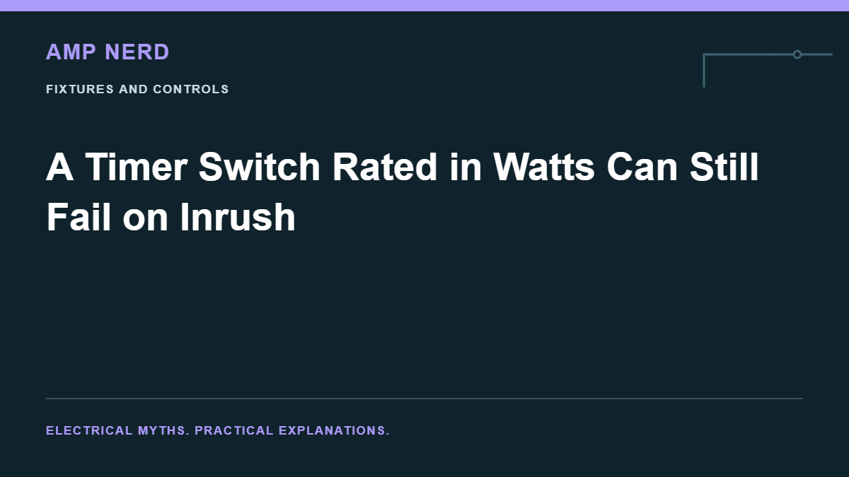 Amp Nerd article cover: A Timer Switch Rated in Watts Can Still Fail on Inrush