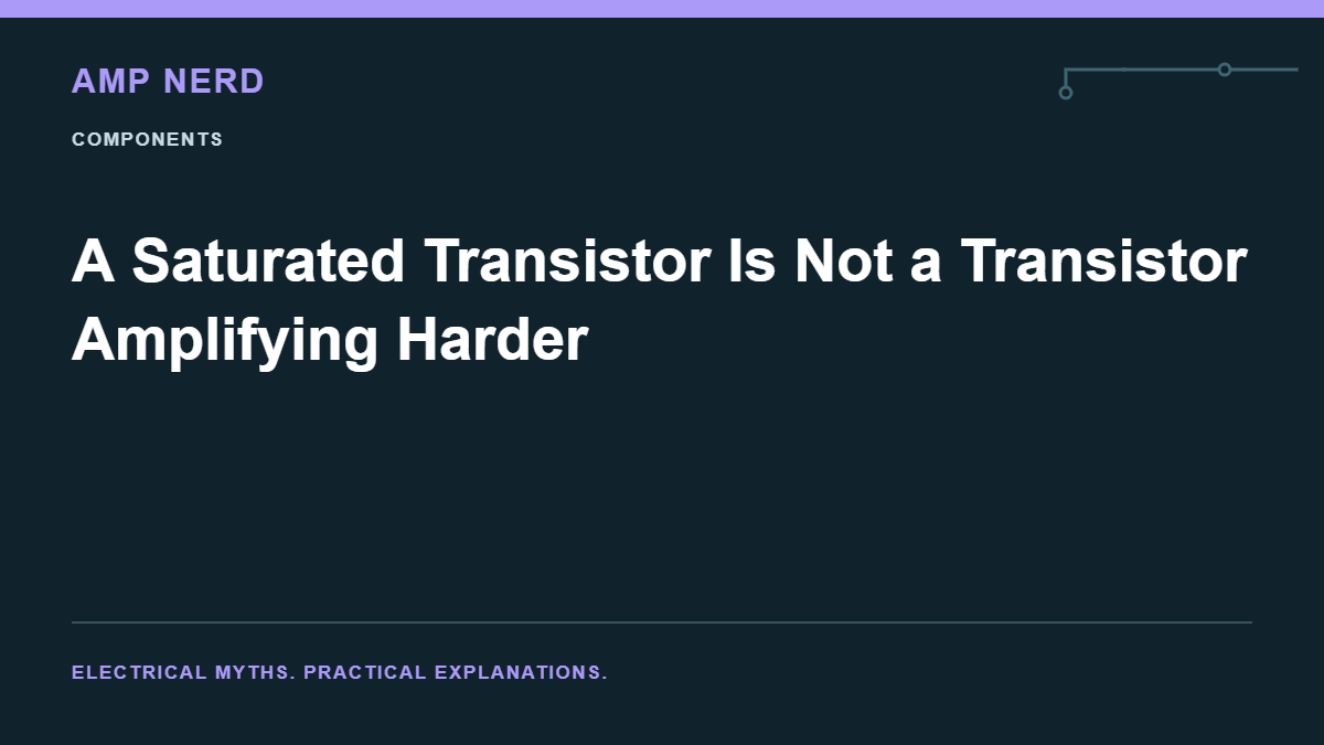 Amp Nerd article cover: A Saturated Transistor Is Not a Transistor Amplifying Harder