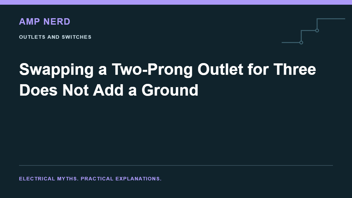 Amp Nerd article cover: Swapping a Two-Prong Outlet for Three Does Not Add a Ground