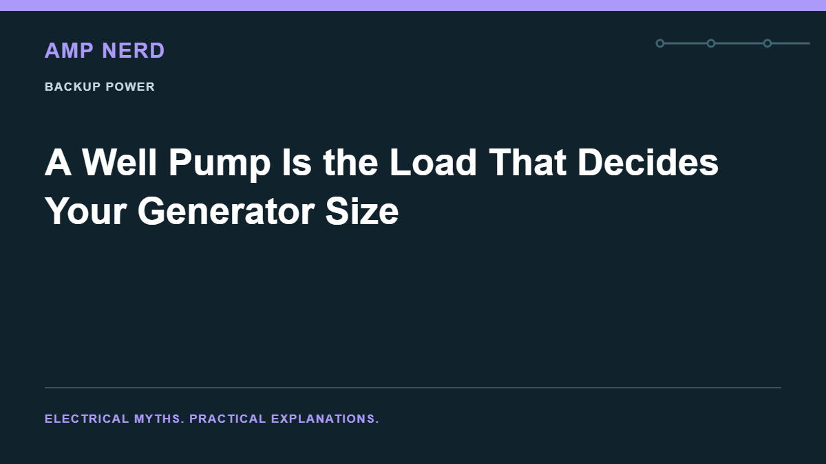Amp Nerd article cover: A Well Pump Is the Load That Decides Your Generator Size